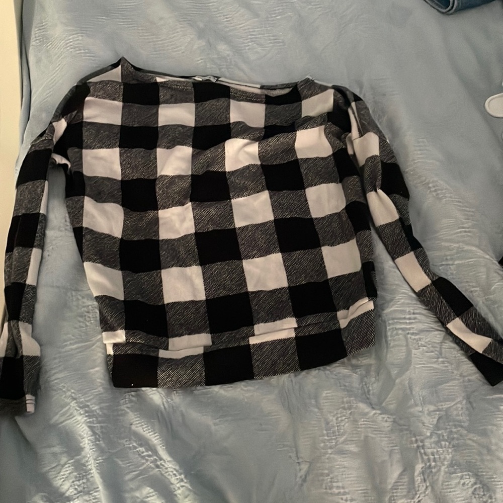 black and white plaid sweater
